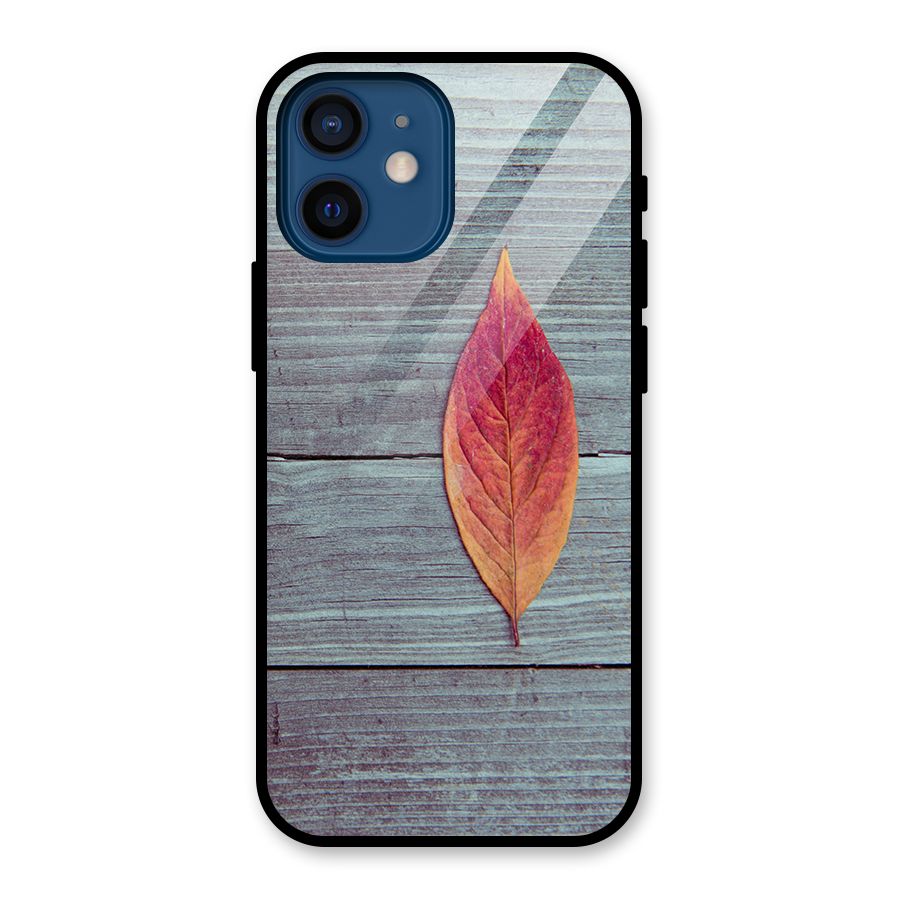 Classic Wood Leaf Glass Back Case for iPhone 12 Mini
