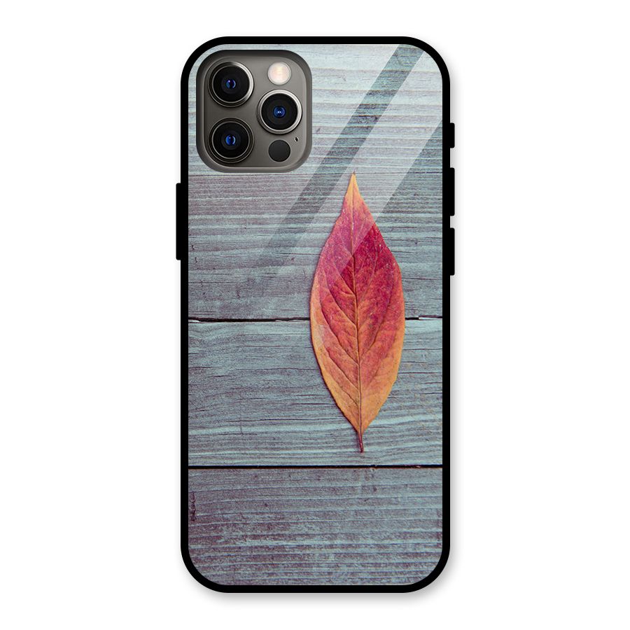 Classic Wood Leaf Glass Back Case for iPhone 12 Pro