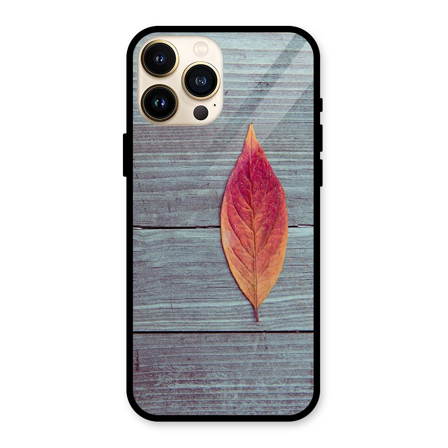 Classic Wood Leaf Glass Back Case for iPhone 13 Pro Max