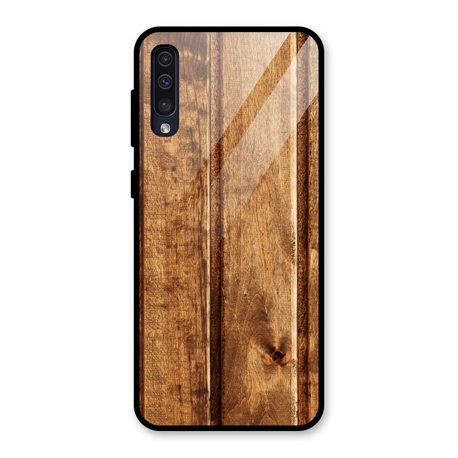 Classic Wood Print Glass Back Case for Galaxy A50