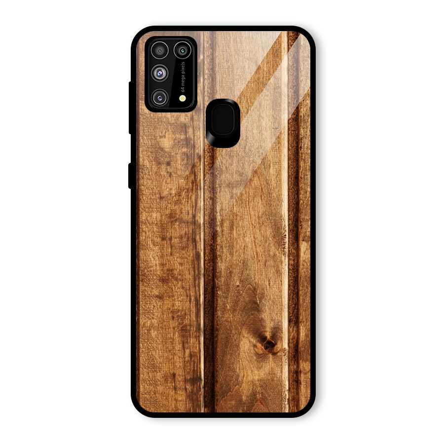Classic Wood Print Glass Back Case for Galaxy F41