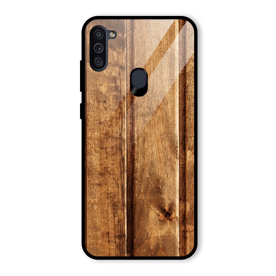 Classic Wood Print Glass Back Case for Galaxy M11