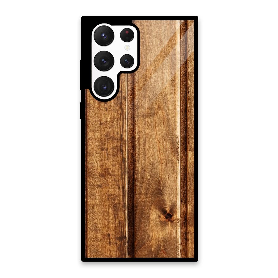 Classic Wood Print Glass Back Case for Galaxy S22 Ultra 5G