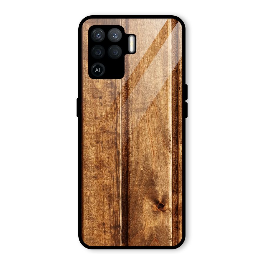 Classic Wood Print Glass Back Case for Oppo F19 Pro