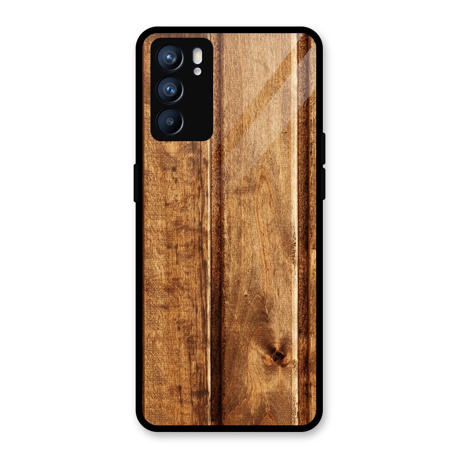 Classic Wood Print Glass Back Case for Oppo Reno6 5G
