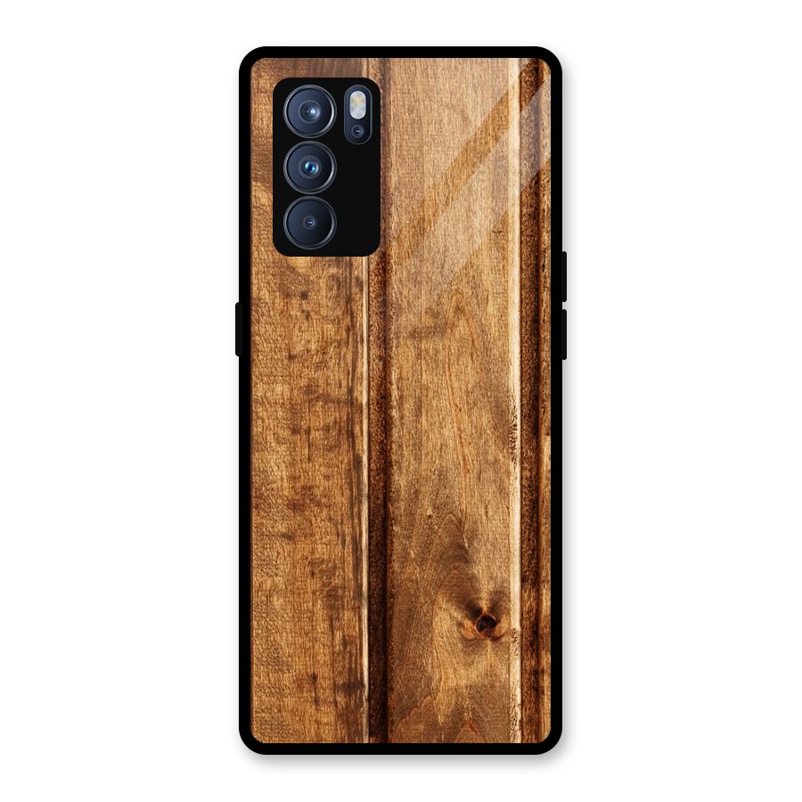 Classic Wood Print Glass Back Case for Oppo Reno6 Pro 5G