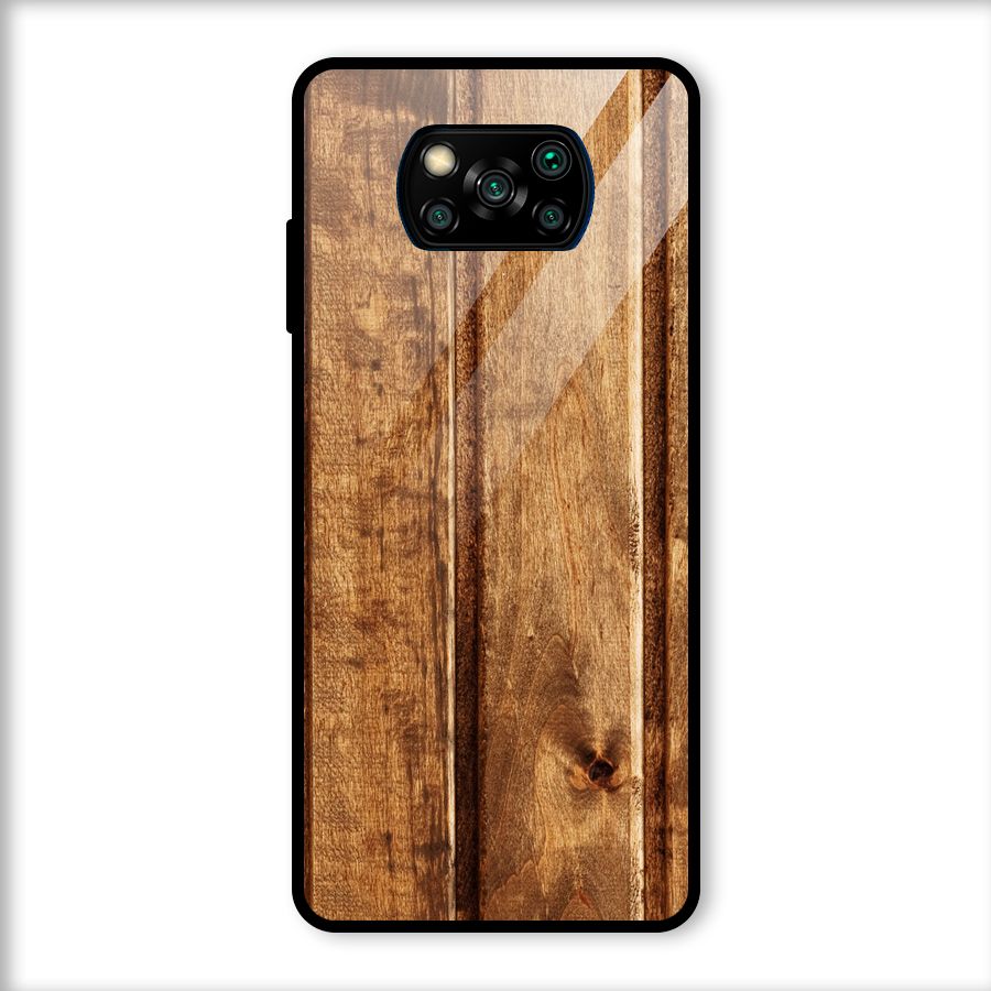Classic Wood Print Glass Back Case for Poco X3