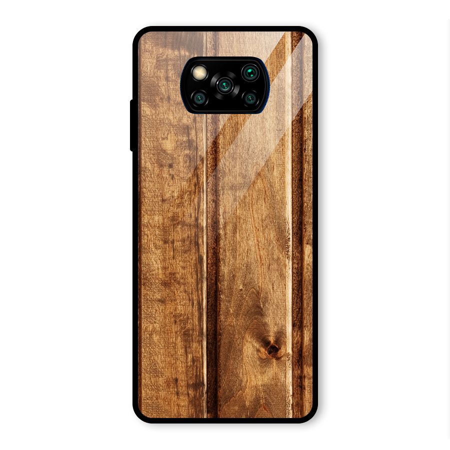 Classic Wood Print Glass Back Case for Poco X3 Pro