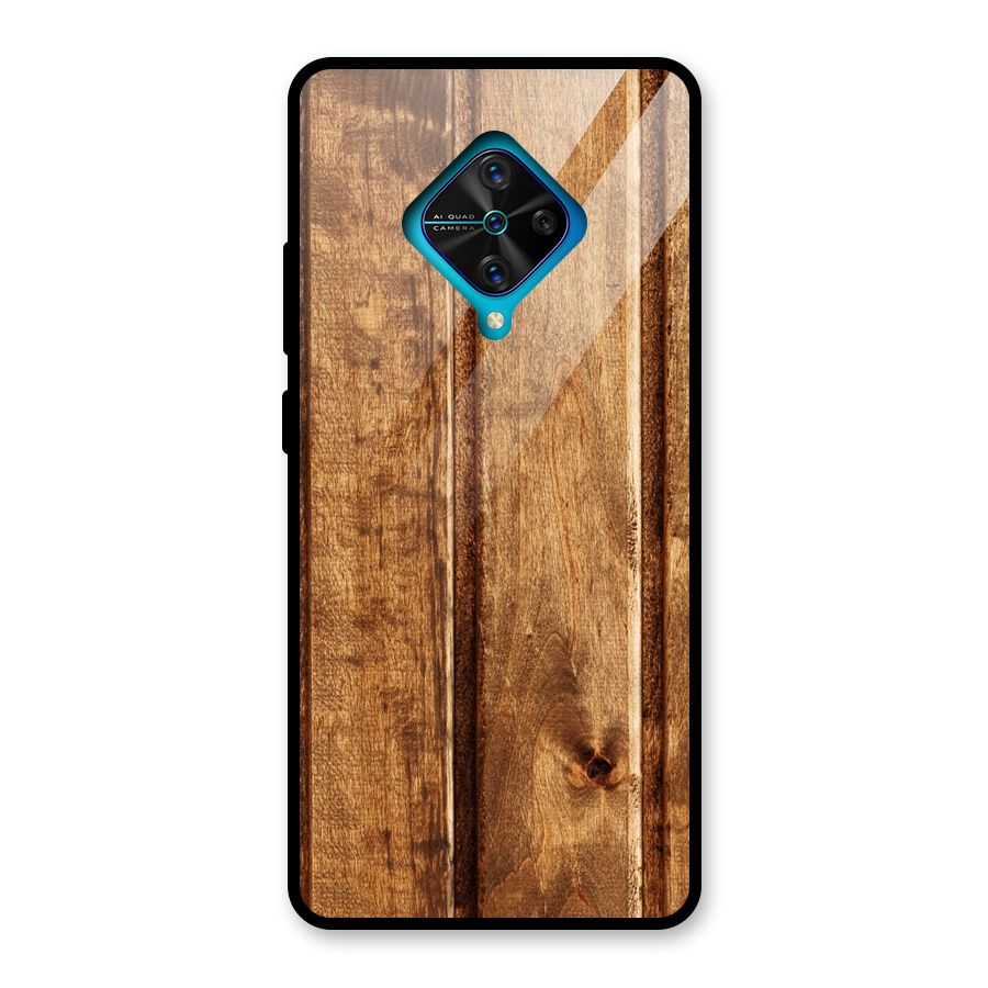 Classic Wood Print Glass Back Case for Vivo S1 Pro