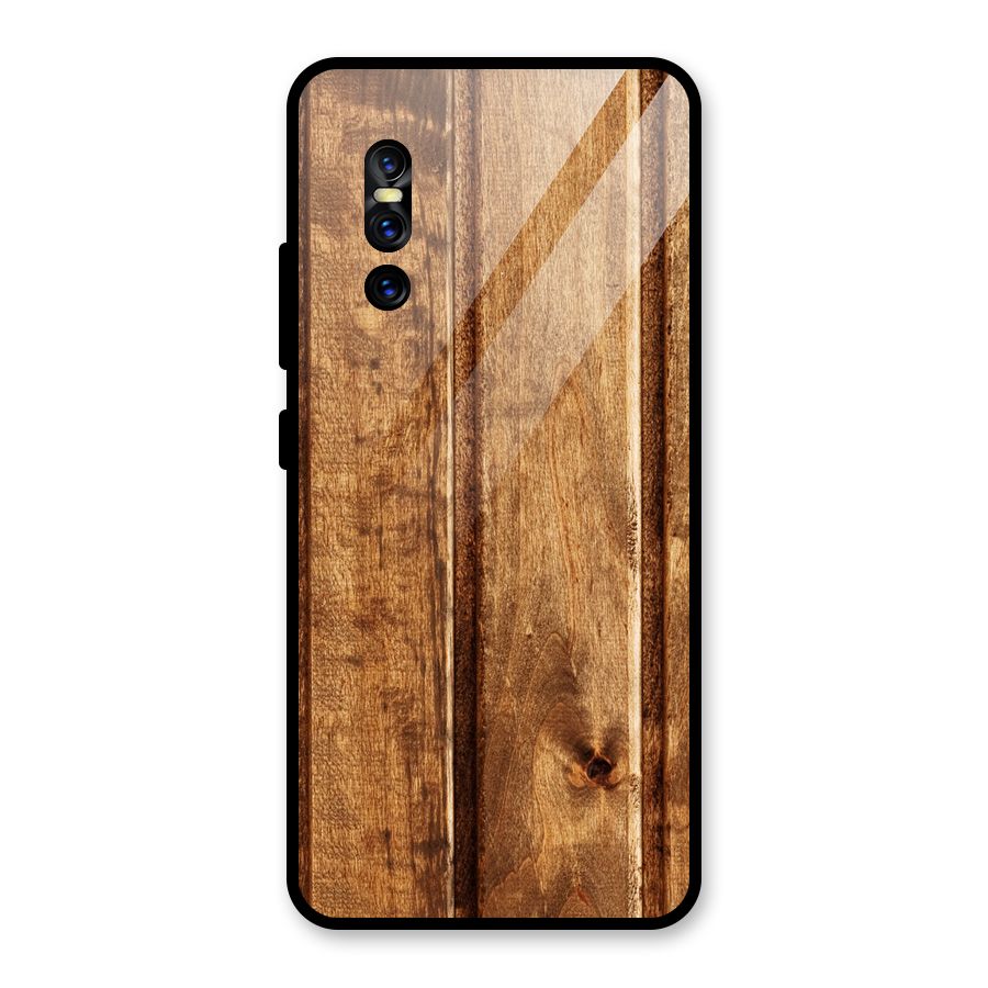 Classic Wood Print Glass Back Case for Vivo V15 Pro