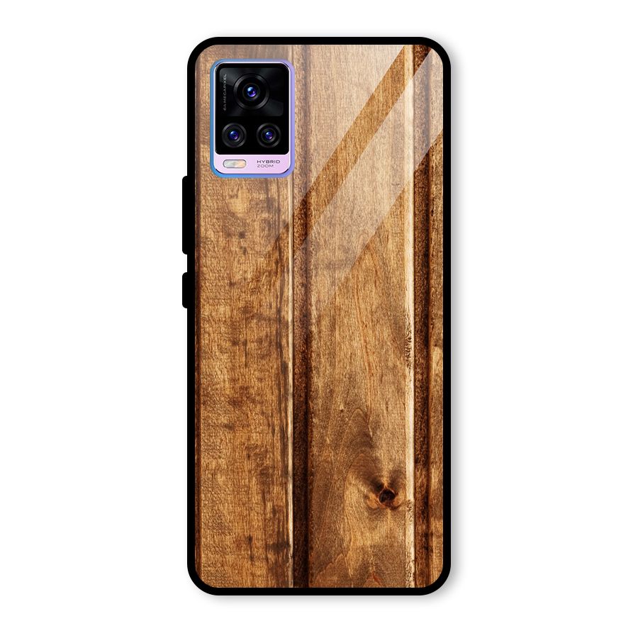Classic Wood Print Glass Back Case for Vivo V20 Pro