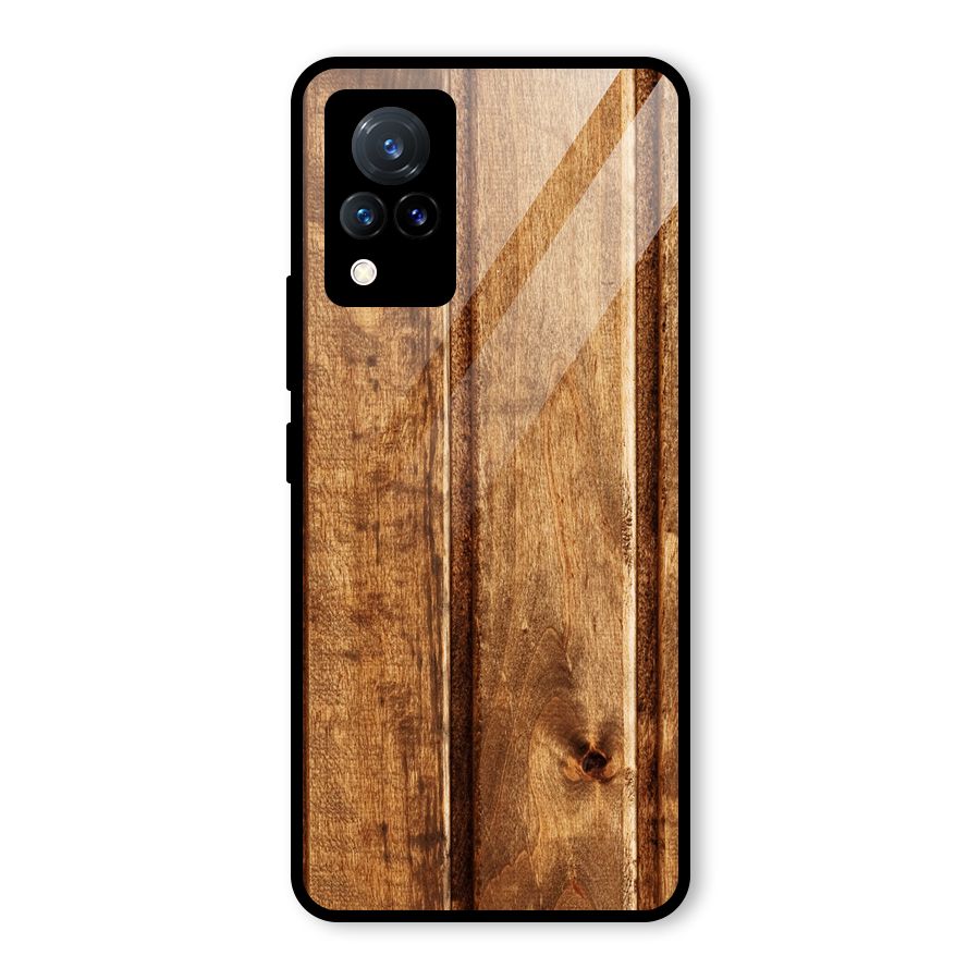 Classic Wood Print Glass Back Case for Vivo V21 5G