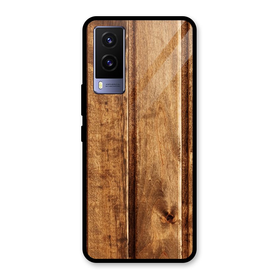 Classic Wood Print Glass Back Case for Vivo V21e 5G