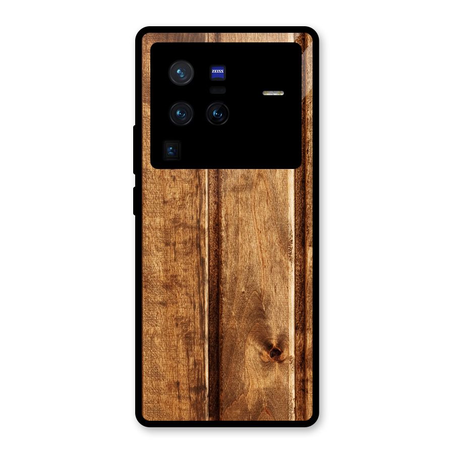Classic Wood Print Glass Back Case for Vivo X80 Pro