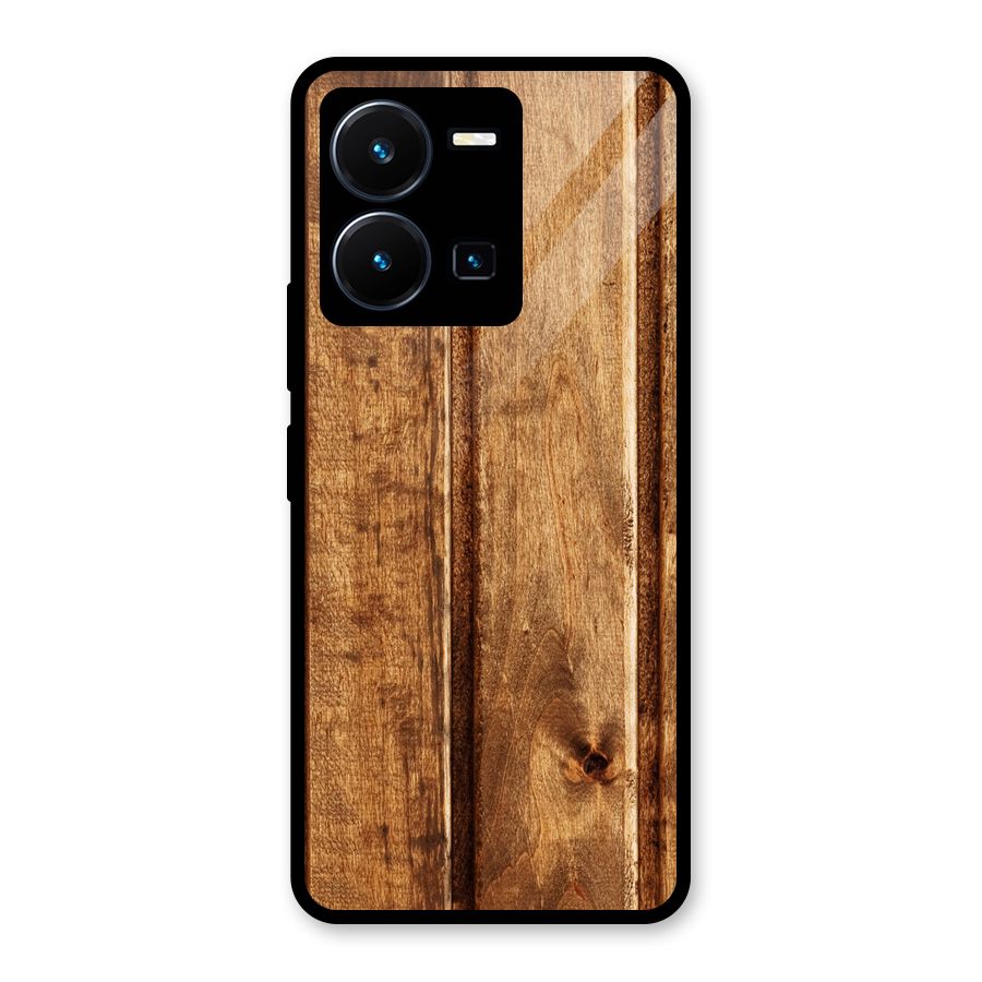 Classic Wood Print Glass Back Case for Vivo Y35