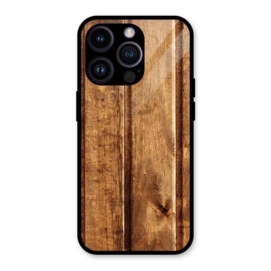 Classic Wood Print Glass Back Case for iPhone 14 Pro