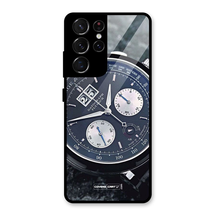 Classic Wrist Watch Glass Back Case for Galaxy S21 Ultra 5G