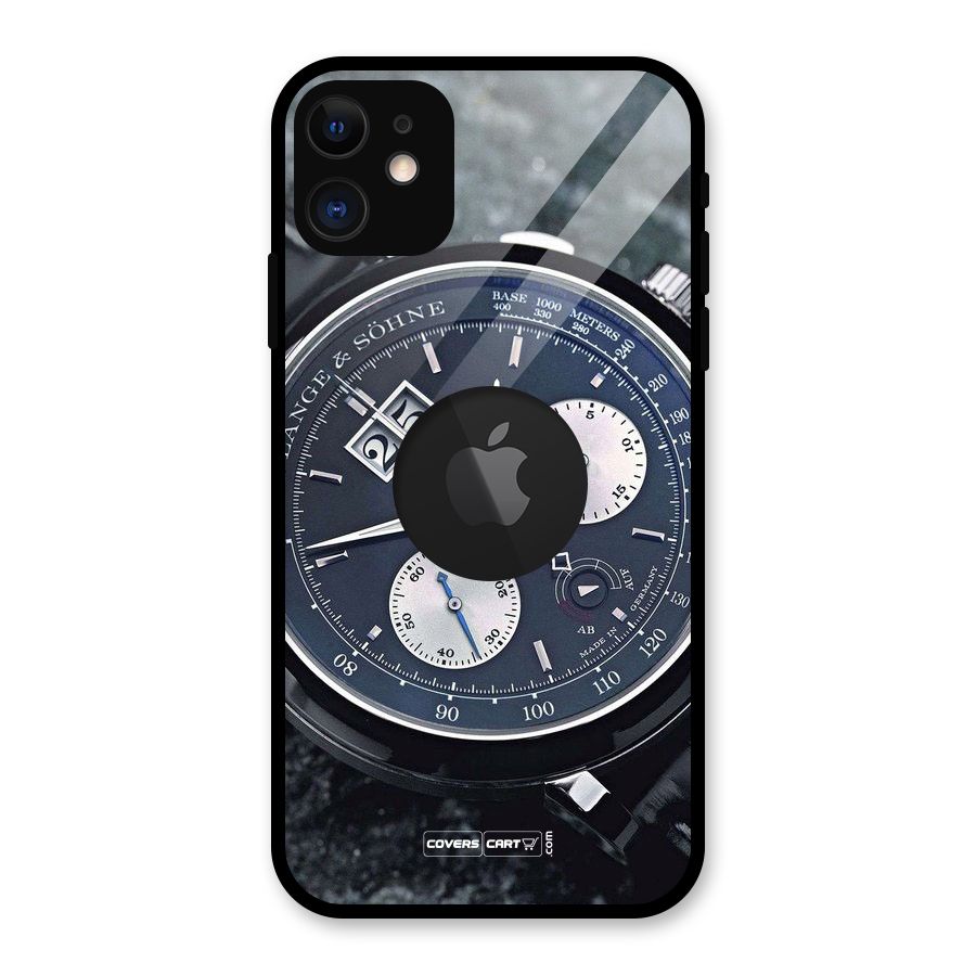 Classic Wrist Watch Glass Back Case for iPhone 11 Logo Cut