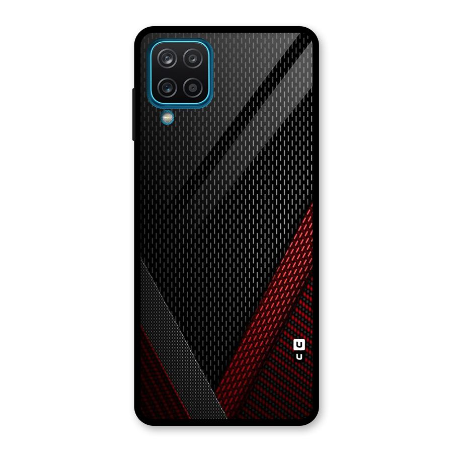 Classy Black Red Design Glass Back Case for Galaxy A12
