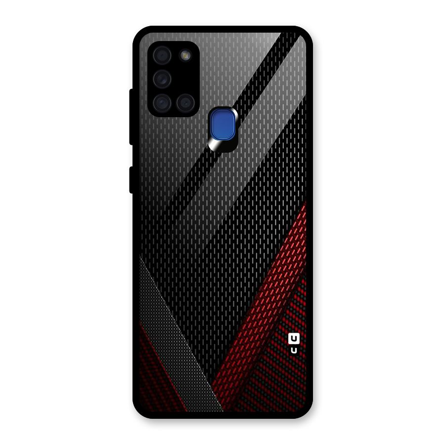 Classy Black Red Design Glass Back Case for Galaxy A21s