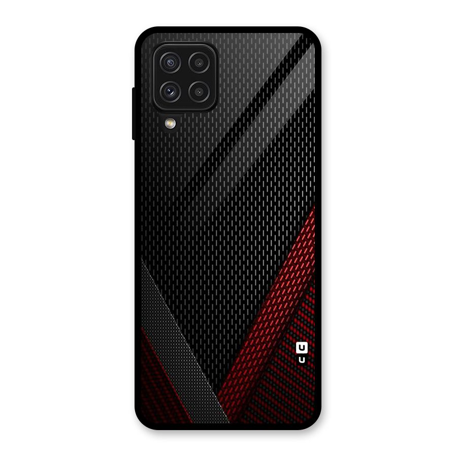Classy Black Red Design Glass Back Case for Galaxy A22 4G
