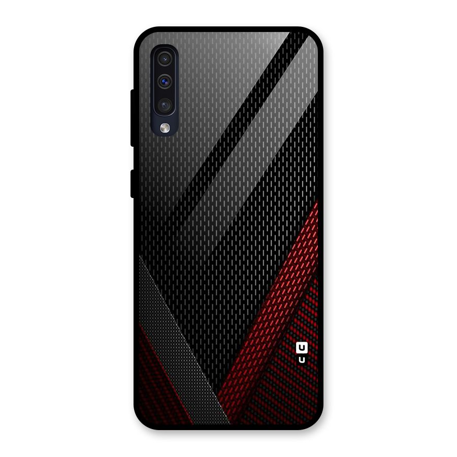 Classy Black Red Design Glass Back Case for Galaxy A50