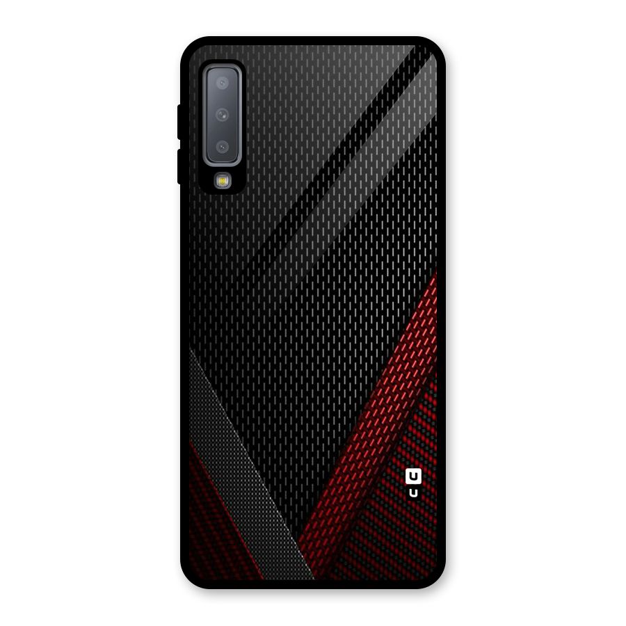 Classy Black Red Design Glass Back Case for Galaxy A7 (2018)