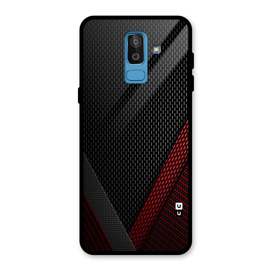 Classy Black Red Design Glass Back Case for Galaxy J8