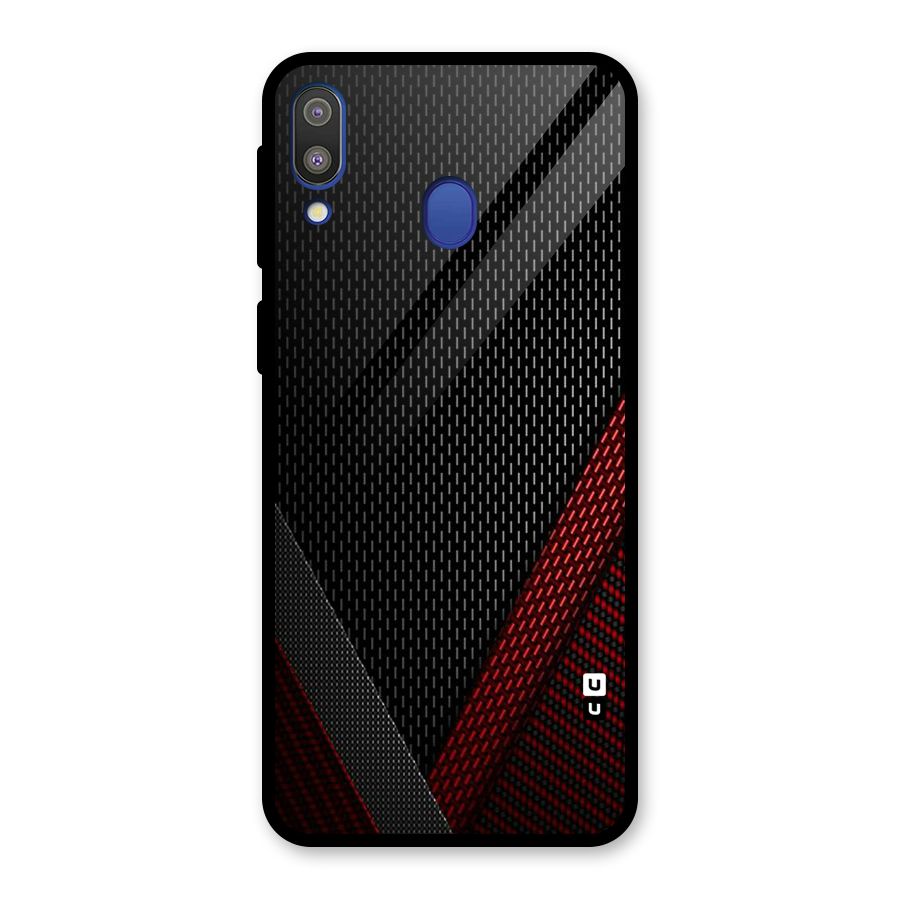 Classy Black Red Design Glass Back Case for Galaxy M20