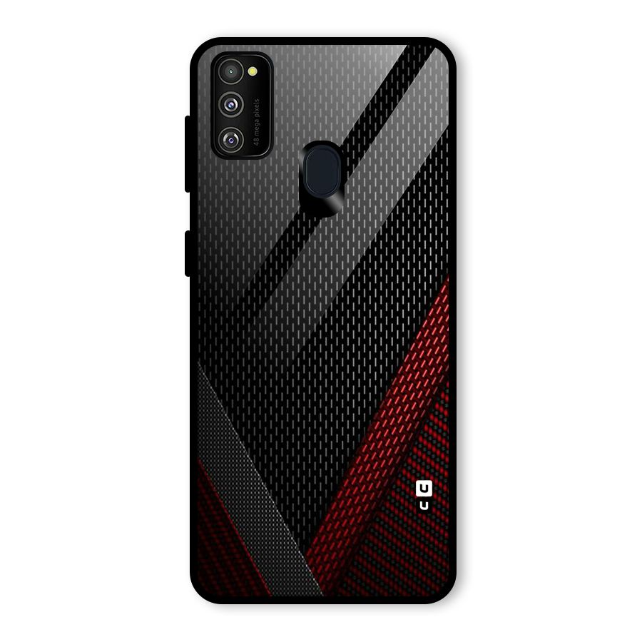 Classy Black Red Design Glass Back Case for Galaxy M30s