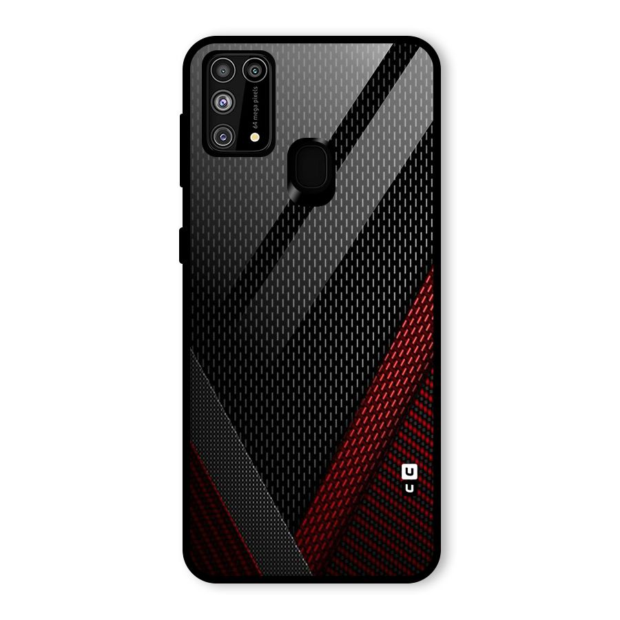 Classy Black Red Design Glass Back Case for Galaxy M31
