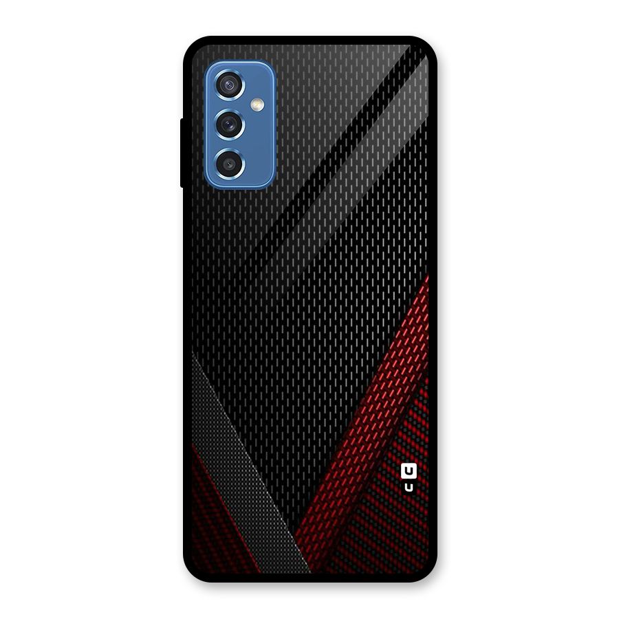 Classy Black Red Design Glass Back Case for Galaxy M52 5G