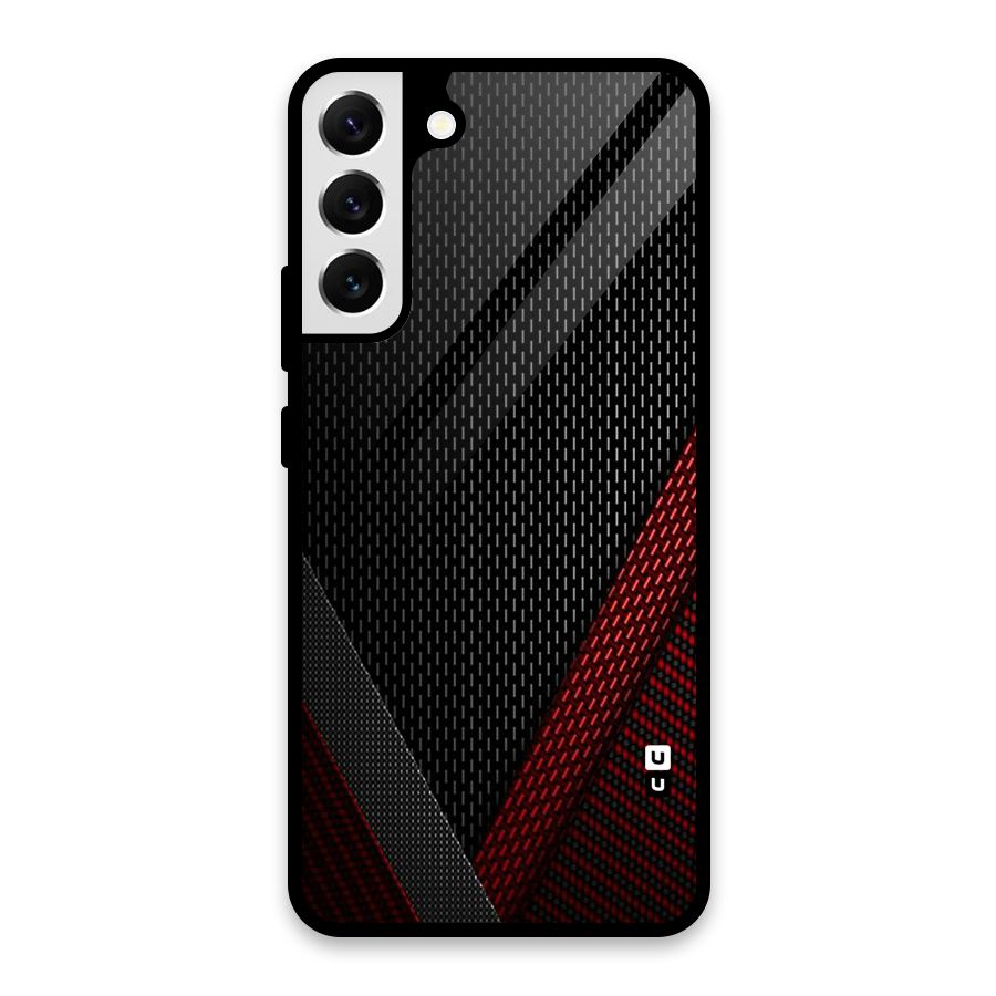 Classy Black Red Design Glass Back Case for Galaxy S22 Plus 5G