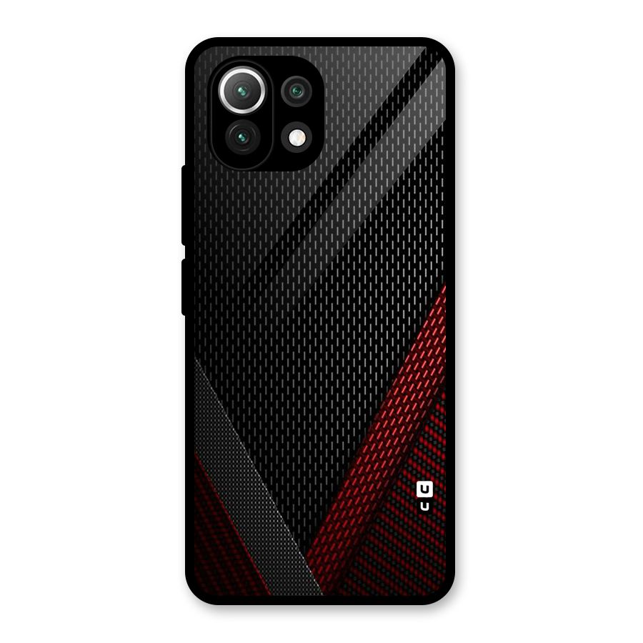 Classy Black Red Design Glass Back Case for Mi 11 Lite