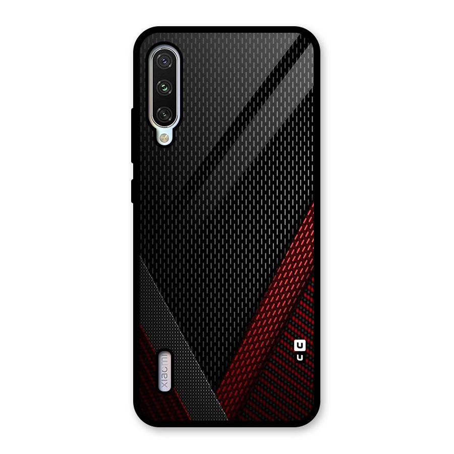 Classy Black Red Design Glass Back Case for Mi A3