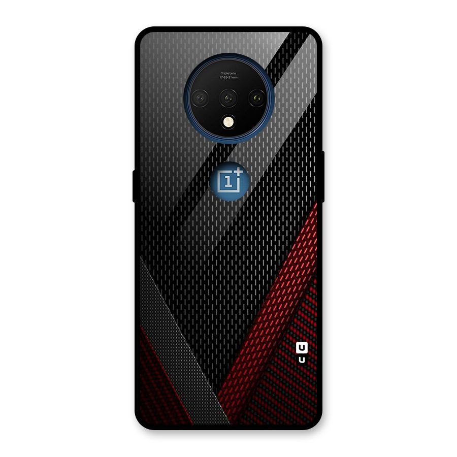 Classy Black Red Design Glass Back Case for OnePlus 7T