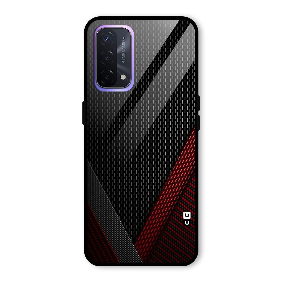 Classy Black Red Design Glass Back Case for Oppo A74 5G
