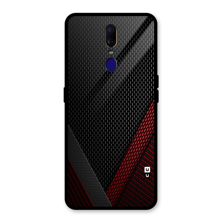 Classy Black Red Design Glass Back Case for Oppo F11