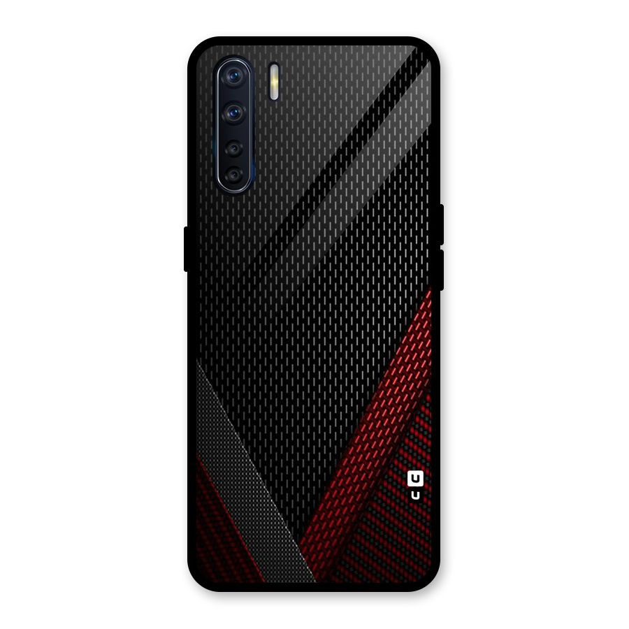 Classy Black Red Design Glass Back Case for Oppo F15