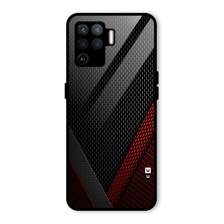 Classy Black Red Design Glass Back Case for Oppo F19 Pro