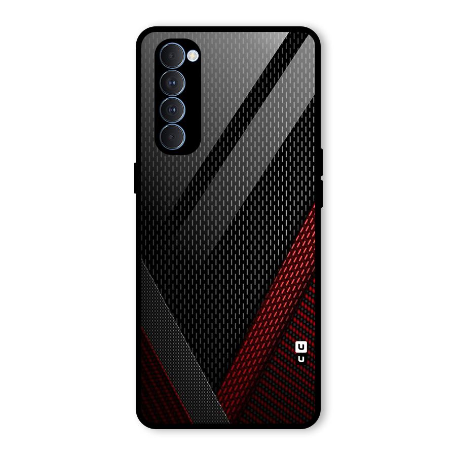 Classy Black Red Design Glass Back Case for Oppo Reno4 Pro