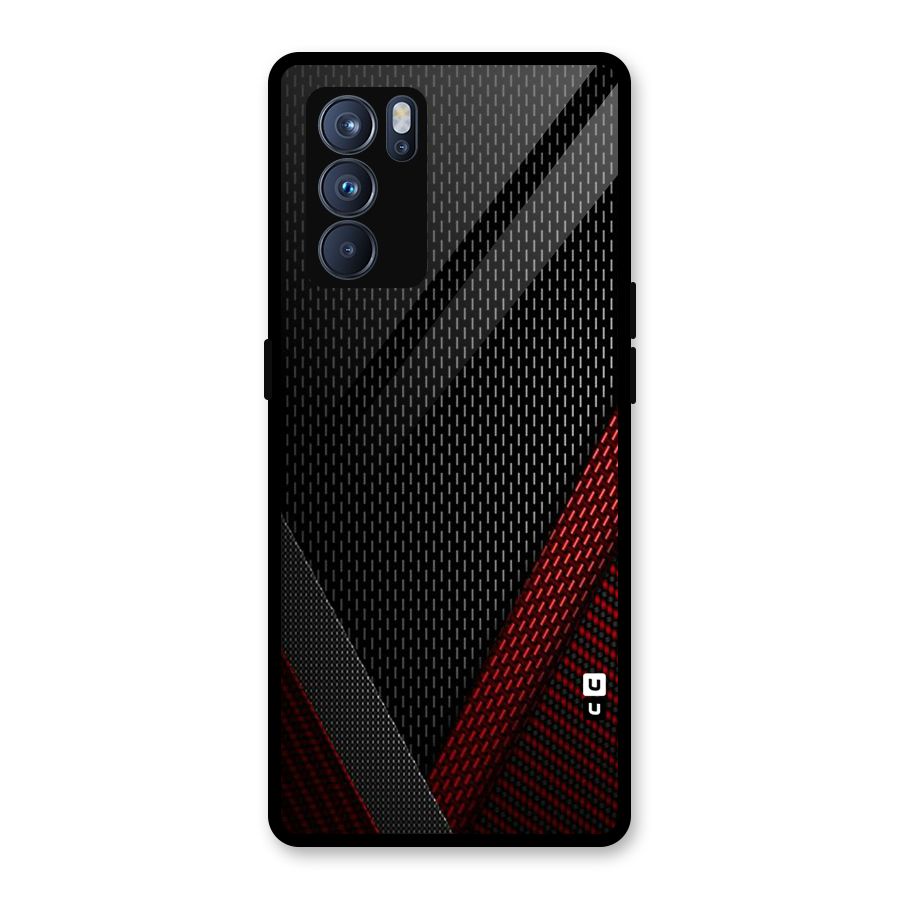 Classy Black Red Design Glass Back Case for Oppo Reno6 Pro 5G