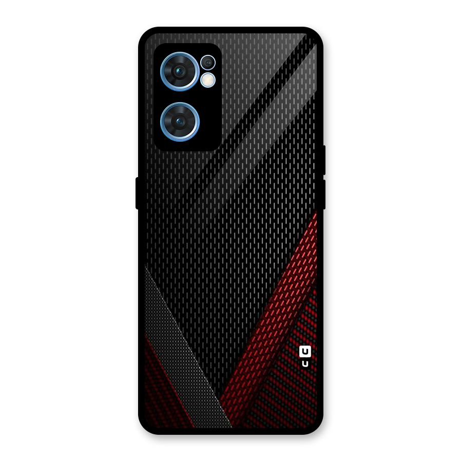 Classy Black Red Design Glass Back Case for Oppo Reno7 5G