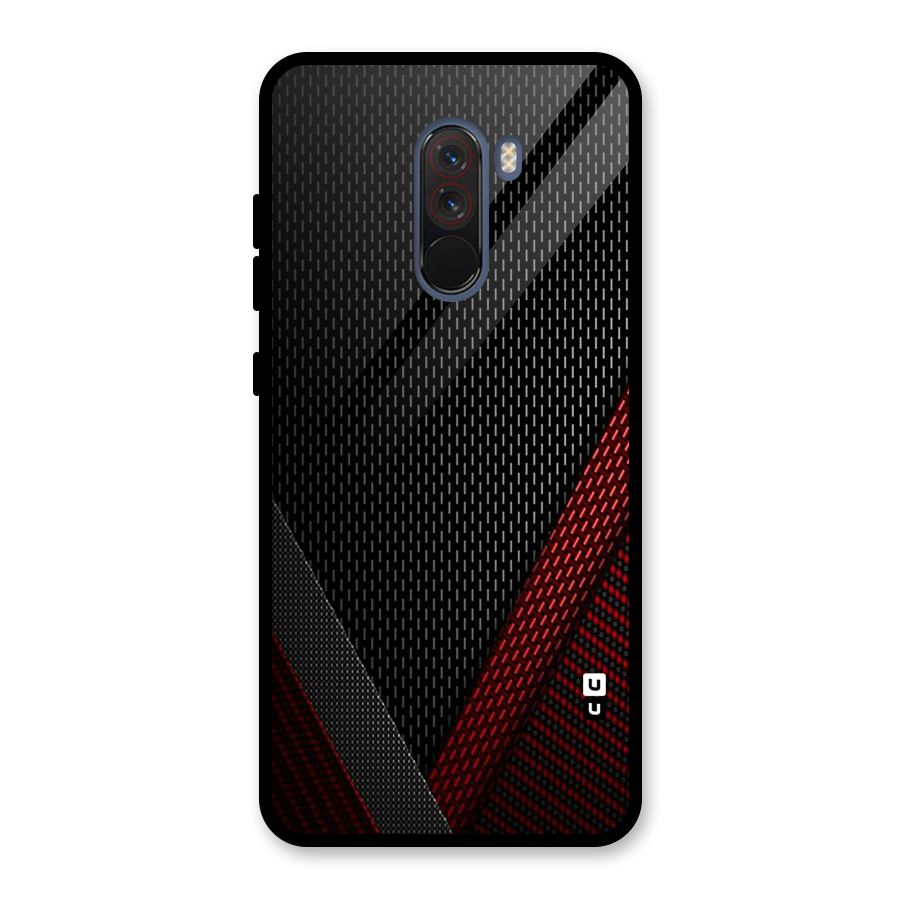 Classy Black Red Design Glass Back Case for Poco F1