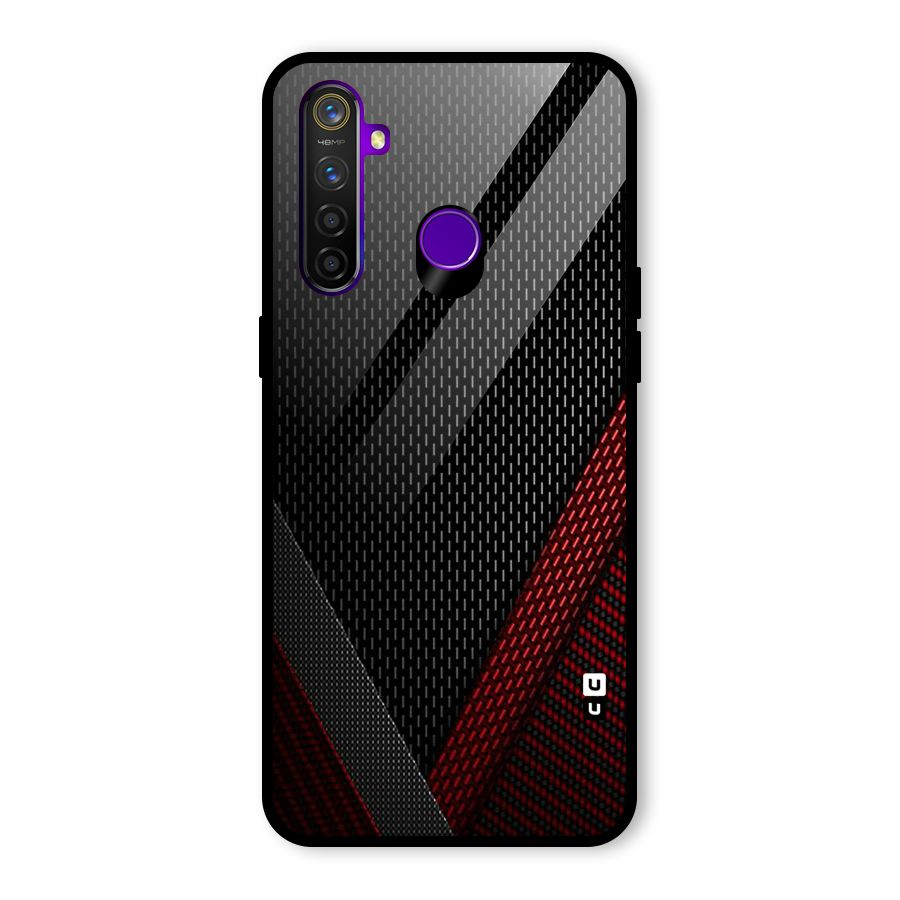 Classy Black Red Design Glass Back Case for Realme 5 Pro