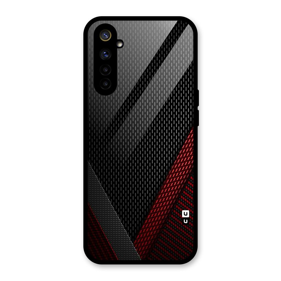 Classy Black Red Design Glass Back Case for Realme 6