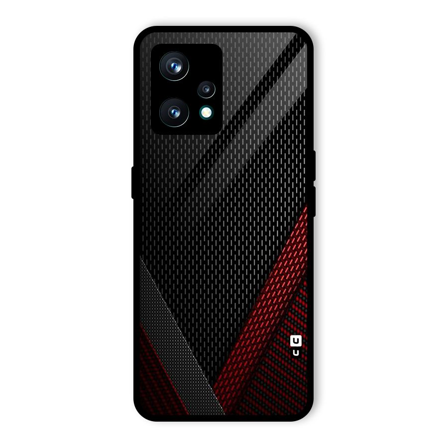 Classy Black Red Design Glass Back Case for Realme 9