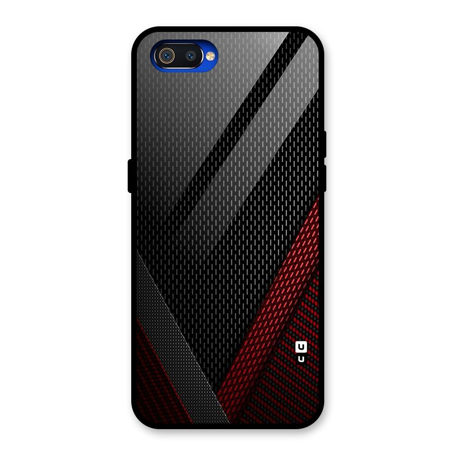 Classy Black Red Design Glass Back Case for Realme C2