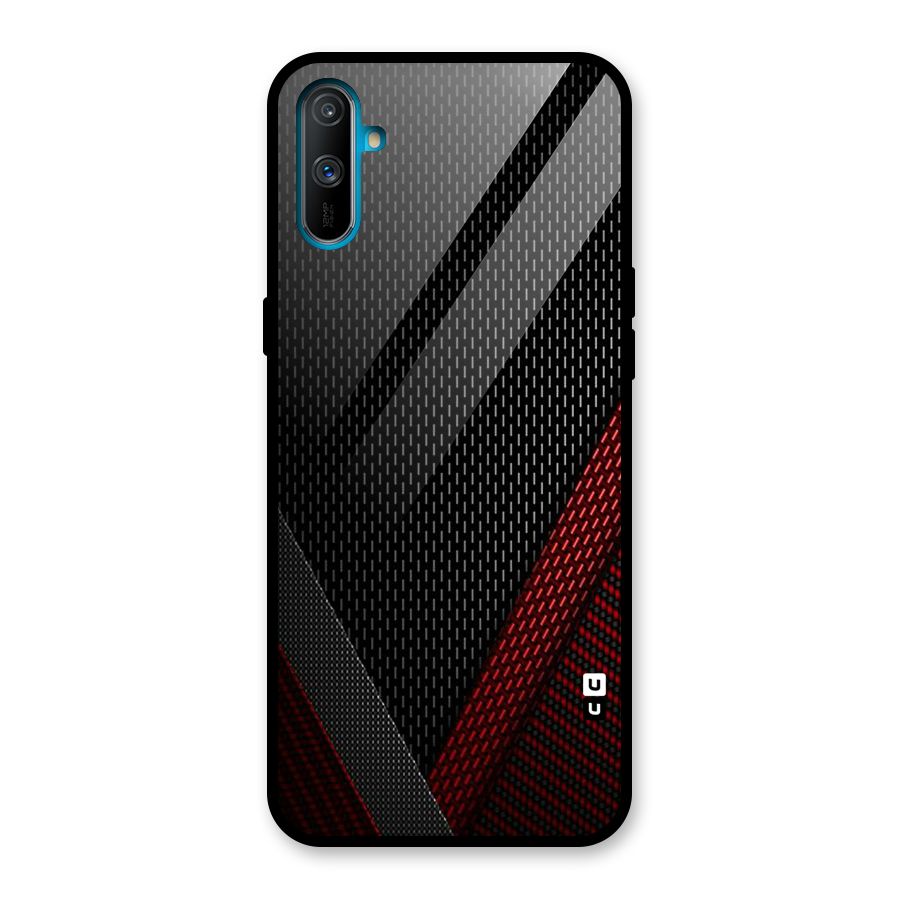 Classy Black Red Design Glass Back Case for Realme C3