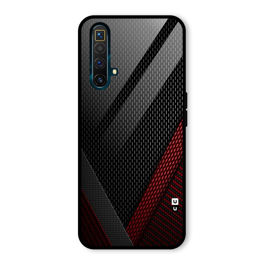 Classy Black Red Design Glass Back Case for Realme X3